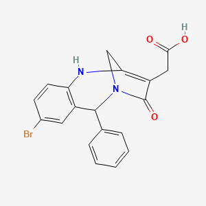 molecular formula C19H15BrN2O3 B12457074 (8-bromo-4-oxo-6-phenyl-1,6-dihydro-4H-2,5-methano-1,5-benzodiazocin-3-yl)acetic acid 