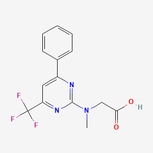 molecular formula C14H12F3N3O2 B12457087 N-methyl-N-[6-phenyl-4-(trifluoromethyl)pyrimidin-2-yl]glycine 