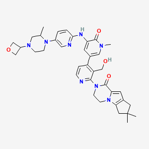 molecular formula C37H44N8O4 B12457094 10-[3-(hydroxymethyl)-4-[1-methyl-5-[[5-[2-methyl-4-(oxetan-3-yl)piperazin-1-yl]pyridin-2-yl]amino]-6-oxopyridin-3-yl]pyridin-2-yl]-4,4-dimethyl-1,10-diazatricyclo[6.4.0.02,6]dodeca-2(6),7-dien-9-one 