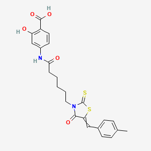 2-hydroxy-4-[6-[(5Z)-5-[(4-methylphenyl)methylidene]-4-oxo-2-sulfanylidene-1,3-thiazolidin-3-yl]hexanoylamino]benzoic acid