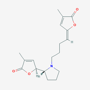 molecular formula C18H23NO4 B1245715 (5E)-3-methyl-5-[4-[(2R)-2-[(2S)-4-methyl-5-oxo-2H-furan-2-yl]pyrrolidin-1-yl]butylidene]furan-2-one 