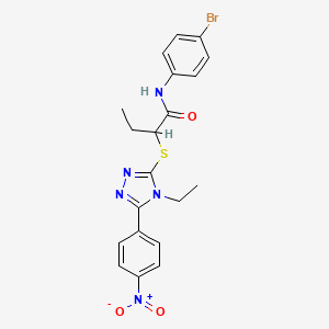 molecular formula C20H20BrN5O3S B12457164 N-(4-bromophenyl)-2-{[4-ethyl-5-(4-nitrophenyl)-4H-1,2,4-triazol-3-yl]sulfanyl}butanamide 