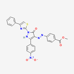 methyl 4-{(2Z)-2-[3-(4-nitrophenyl)-5-oxo-1-(4-phenyl-1,3-thiazol-2-yl)-1,5-dihydro-4H-pyrazol-4-ylidene]hydrazinyl}benzoate