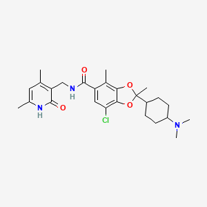 7-chloro-N-[(4,6-dimethyl-2-oxo-1H-pyridin-3-yl)methyl]-2-[4-(dimethylamino)cyclohexyl]-2,4-dimethyl-1,3-benzodioxole-5-carboxamide