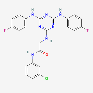 molecular formula C23H18ClF2N7O B12457168 N~2~-{4,6-bis[(4-fluorophenyl)amino]-1,3,5-triazin-2-yl}-N-(3-chlorophenyl)glycinamide 