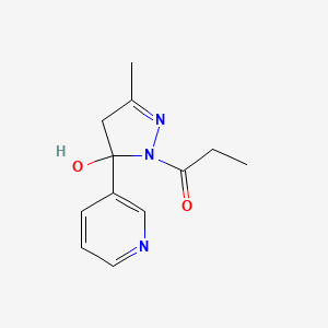 1-[5-hydroxy-3-methyl-5-(pyridin-3-yl)-4,5-dihydro-1H-pyrazol-1-yl]propan-1-one