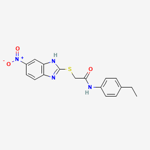 molecular formula C17H16N4O3S B12457189 N-(4-ethylphenyl)-2-[(5-nitro-1H-benzimidazol-2-yl)sulfanyl]acetamide 