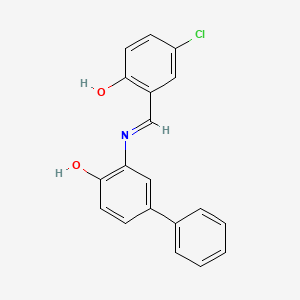 molecular formula C19H14ClNO2 B12457201 3-{[(E)-(5-chloro-2-hydroxyphenyl)methylidene]amino}biphenyl-4-ol 