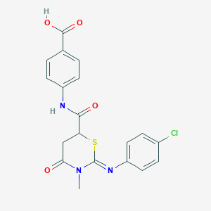 molecular formula C19H16ClN3O4S B12457326 4-[({(2Z)-2-[(4-chlorophenyl)imino]-3-methyl-4-oxo-1,3-thiazinan-6-yl}carbonyl)amino]benzoic acid 