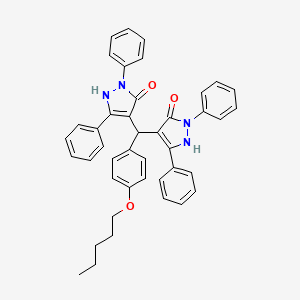 molecular formula C42H38N4O3 B12457354 4,4'-{[4-(pentyloxy)phenyl]methanediyl}bis(1,3-diphenyl-1H-pyrazol-5-ol) 