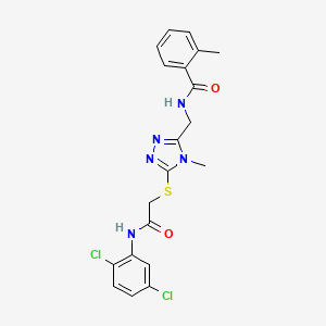 molecular formula C20H19Cl2N5O2S B12457392 N-{[5-({2-[(2,5-dichlorophenyl)amino]-2-oxoethyl}sulfanyl)-4-methyl-4H-1,2,4-triazol-3-yl]methyl}-2-methylbenzamide 