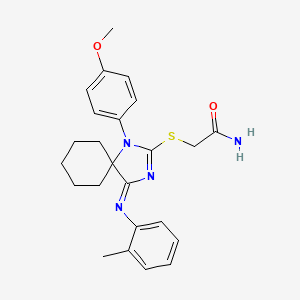 2-({(4Z)-1-(4-methoxyphenyl)-4-[(2-methylphenyl)imino]-1,3-diazaspiro[4.5]dec-2-en-2-yl}sulfanyl)acetamide