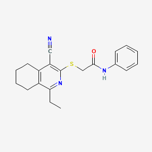 molecular formula C20H21N3OS B12457429 2-[(4-cyano-1-ethyl-5,6,7,8-tetrahydroisoquinolin-3-yl)sulfanyl]-N-phenylacetamide 