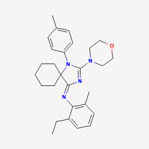 2-ethyl-6-methyl-N-[(4E)-1-(4-methylphenyl)-2-(morpholin-4-yl)-1,3-diazaspiro[4.5]dec-2-en-4-ylidene]aniline