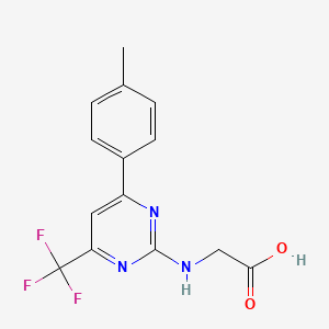 molecular formula C14H12F3N3O2 B12457475 N-[6-(p-Tolyl)-4-(trifluoromethyl)pyrimidin-2yl]glycine 