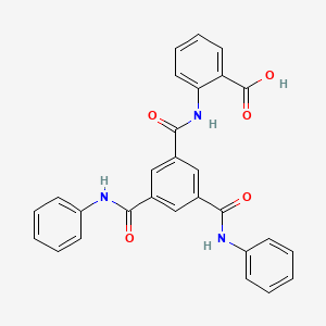 molecular formula C28H21N3O5 B12457489 2-({[3,5-Bis(phenylcarbamoyl)phenyl]carbonyl}amino)benzoic acid 