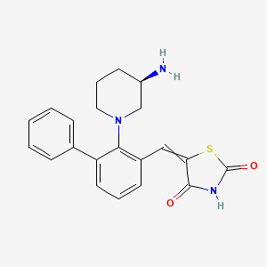 molecular formula C21H21N3O2S B12457501 5-[[2-[(3R)-3-aminopiperidin-1-yl]-3-phenylphenyl]methylidene]-1,3-thiazolidine-2,4-dione 