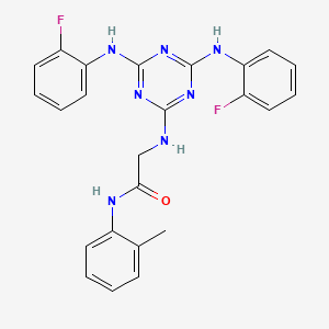 molecular formula C24H21F2N7O B12457506 N~2~-{4,6-bis[(2-fluorophenyl)amino]-1,3,5-triazin-2-yl}-N-(2-methylphenyl)glycinamide 