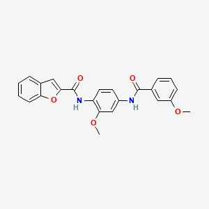 molecular formula C24H20N2O5 B12457514 N-(2-methoxy-4-{[(3-methoxyphenyl)carbonyl]amino}phenyl)-1-benzofuran-2-carboxamide 