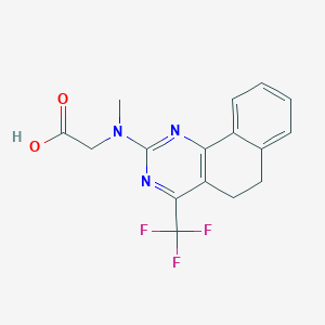 molecular formula C16H14F3N3O2 B12457531 N-[5,6-Dihydro-4-(trifluoromethyl)benzo-[h]-quinazolin-2-yl]-N-methylglycine 