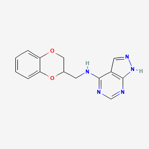 molecular formula C14H13N5O2 B12457552 N-(2,3-dihydro-1,4-benzodioxin-2-ylmethyl)-1H-pyrazolo[3,4-d]pyrimidin-4-amine 