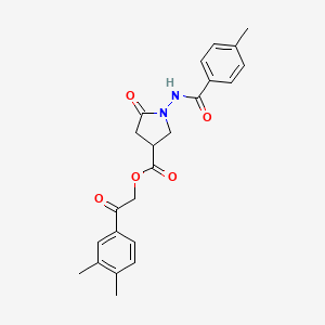 molecular formula C23H24N2O5 B12457642 2-(3,4-Dimethylphenyl)-2-oxoethyl 1-{[(4-methylphenyl)carbonyl]amino}-5-oxopyrrolidine-3-carboxylate 