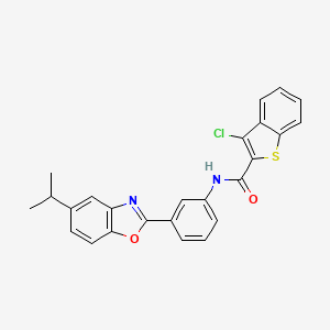 molecular formula C25H19ClN2O2S B12457662 3-chloro-N-{3-[5-(propan-2-yl)-1,3-benzoxazol-2-yl]phenyl}-1-benzothiophene-2-carboxamide 