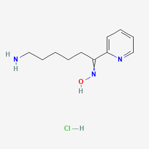 molecular formula C11H18ClN3O B12457706 N-[6-amino-1-(pyridin-2-yl)hexylidene]hydroxylamine hydrochloride 