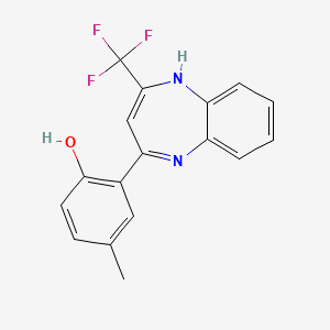 molecular formula C17H13F3N2O B12457776 4-Methyl-2-[2-trifluoromethyl-1H-1,5-benzodiazepine-4-YL]phenol 