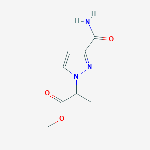 molecular formula C8H11N3O3 B12457805 Methyl 2-(3-carbamoylpyrazol-1-yl)propanoate 