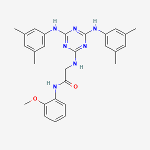 molecular formula C28H31N7O2 B12457831 N~2~-{4,6-bis[(3,5-dimethylphenyl)amino]-1,3,5-triazin-2-yl}-N-(2-methoxyphenyl)glycinamide 