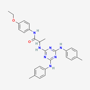 molecular formula C28H31N7O2 B12457862 N~2~-{4,6-bis[(4-methylphenyl)amino]-1,3,5-triazin-2-yl}-N-(4-ethoxyphenyl)alaninamide 