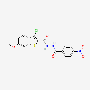 3-chloro-6-methoxy-N'-[(4-nitrophenyl)carbonyl]-1-benzothiophene-2-carbohydrazide