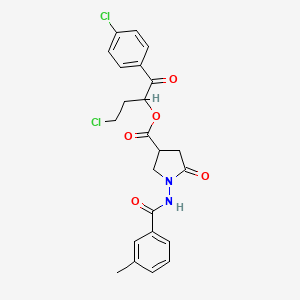 molecular formula C23H22Cl2N2O5 B12457900 4-Chloro-1-(4-chlorophenyl)-1-oxobutan-2-yl 1-{[(3-methylphenyl)carbonyl]amino}-5-oxopyrrolidine-3-carboxylate 