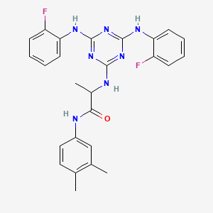 N~2~-{4,6-bis[(2-fluorophenyl)amino]-1,3,5-triazin-2-yl}-N-(3,4-dimethylphenyl)alaninamide