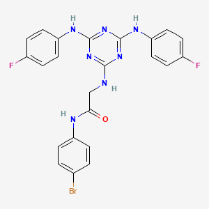 molecular formula C23H18BrF2N7O B12457957 N~2~-{4,6-bis[(4-fluorophenyl)amino]-1,3,5-triazin-2-yl}-N-(4-bromophenyl)glycinamide 