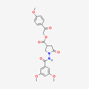 molecular formula C23H24N2O8 B12458000 2-(4-Methoxyphenyl)-2-oxoethyl 1-{[(3,5-dimethoxyphenyl)carbonyl]amino}-5-oxopyrrolidine-3-carboxylate 