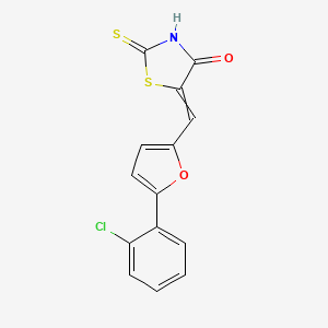 molecular formula C14H8ClNO2S2 B12458022 (5E)-5-{[5-(2-Chlorophenyl)furan-2-YL]methylidene}-2-sulfanylidene-1,3-thiazolidin-4-one 