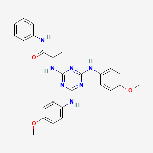 molecular formula C26H27N7O3 B12458066 N~2~-{4,6-bis[(4-methoxyphenyl)amino]-1,3,5-triazin-2-yl}-N-phenylalaninamide 