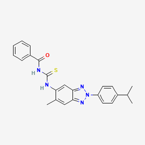 molecular formula C24H23N5OS B12458067 N-({6-methyl-2-[4-(propan-2-yl)phenyl]-2H-benzotriazol-5-yl}carbamothioyl)benzamide 