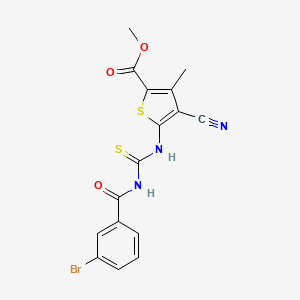 molecular formula C16H12BrN3O3S2 B12458106 Methyl 5-({[(3-bromophenyl)carbonyl]carbamothioyl}amino)-4-cyano-3-methylthiophene-2-carboxylate CAS No. 443289-90-5