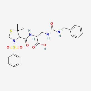 2-{[3-(Benzenesulfonyl)-5,5-dimethyl-1,3-thiazolidin-4-yl]formamido}-3-[(benzylcarbamoyl)amino]propanoic acid