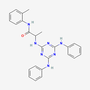 molecular formula C25H25N7O B12458231 N~2~-[4,6-bis(phenylamino)-1,3,5-triazin-2-yl]-N-(2-methylphenyl)alaninamide 