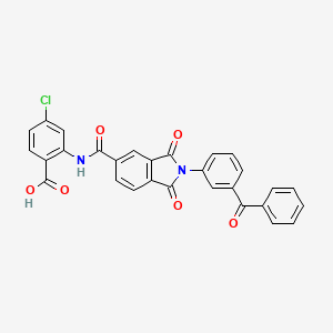 molecular formula C29H17ClN2O6 B12458269 4-chloro-2-[({1,3-dioxo-2-[3-(phenylcarbonyl)phenyl]-2,3-dihydro-1H-isoindol-5-yl}carbonyl)amino]benzoic acid 