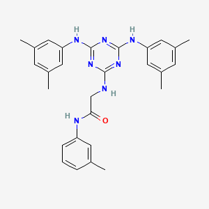 molecular formula C28H31N7O B12458295 N~2~-{4,6-bis[(3,5-dimethylphenyl)amino]-1,3,5-triazin-2-yl}-N-(3-methylphenyl)glycinamide 