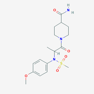 molecular formula C17H25N3O5S B12458323 1-[N-(4-methoxyphenyl)-N-(methylsulfonyl)alanyl]piperidine-4-carboxamide 