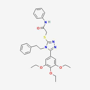 N-phenyl-2-{[4-(2-phenylethyl)-5-(3,4,5-triethoxyphenyl)-4H-1,2,4-triazol-3-yl]sulfanyl}acetamide