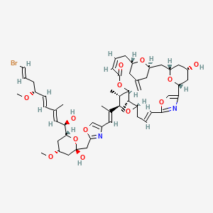 molecular formula C53H71BrN2O13 B1245841 (1R,6E,9R,11R,12R,13S,16Z,19S,23R,25S,27S,31S)-11-[(E)-1-[2-[[(2S,4R,6R)-6-[(1R,2E,4E,6R,8E)-9-bromo-1-hydroxy-6-methoxy-3-methylnona-2,4,8-trienyl]-2-hydroxy-4-methoxyoxan-2-yl]methyl]-1,3-oxazol-4-yl]prop-1-en-2-yl]-27-hydroxy-12,31-dimethyl-21-methylidene-4,10,14,29,30-pentaoxa-32-azapentacyclo[23.3.1.12,5.19,13.119,23]dotriaconta-2,5(32),6,16-tetraen-15-one 