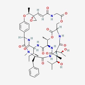 molecular formula C51H69N7O15 B1245843 (2S,3S)-N-[(1R,7S,8R,9E,17R,20S,21R,24S,29R,32S)-29-benzyl-24-[(2R)-butan-2-yl]-32-[(1S)-1-hydroxyethyl]-7,20,28-trimethyl-11,14,18,22,25,27,30,33-octaoxospiro[6,15,19-trioxa-12,23,26,28,31,34-hexazatricyclo[15.9.8.22,5]hexatriaconta-2(36),3,5(35),9-tetraene-8,2'-oxirane]-21-yl]-3-hydroxy-2,4-dimethylpentanamide 