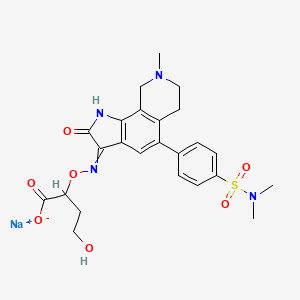 Sodium 2-({[(3Z)-5-[4-(dimethylsulfamoyl)phenyl]-8-methyl-2-oxo-1H,6H,7H,9H-pyrrolo[3,2-H]isoquinolin-3-ylidene]amino}oxy)-4-hydroxybutanoate